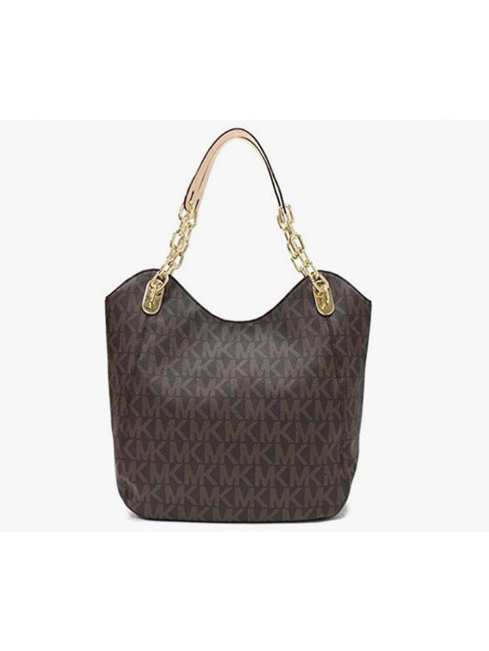 💥SOLD OUT💥Michael Kors Lilly Brown Signature Chain Tote Shoulder Bag - Picture 3 of 9